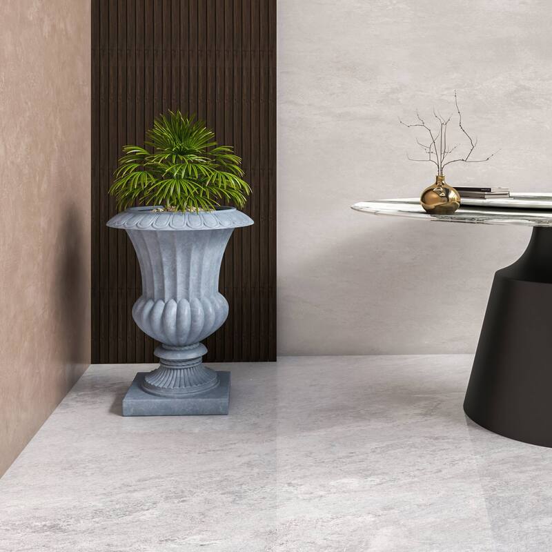Lotus Elegant Urn Planter Pot in Fiberstone and MgO Clay with Drainage Holes for Indoor Outdoor Home Office Yard Patio Decor