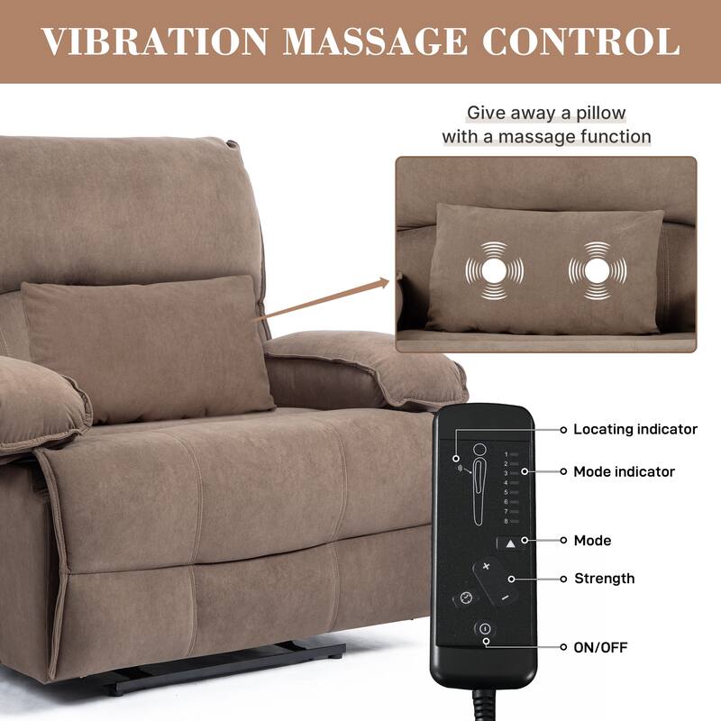 Oversized Manual Recliner Chair, Push-Back Velvet Recliner with Massage and Pillow Top Arms, for Living Room/Office