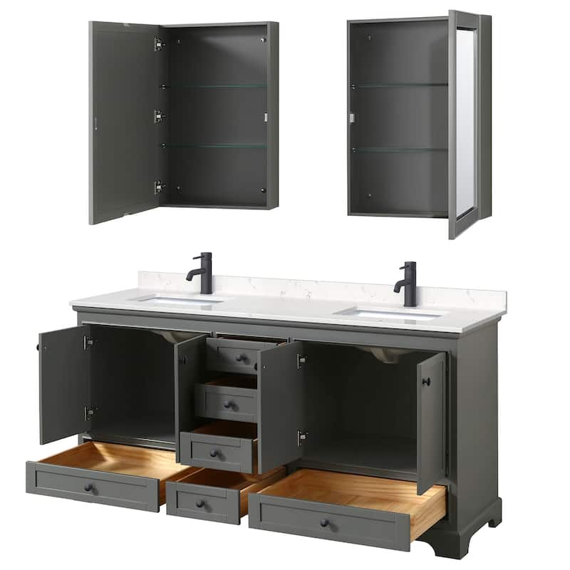 Deborah 72-inch Double Vanity, Cultured Marble Top, Medicine Cabinets