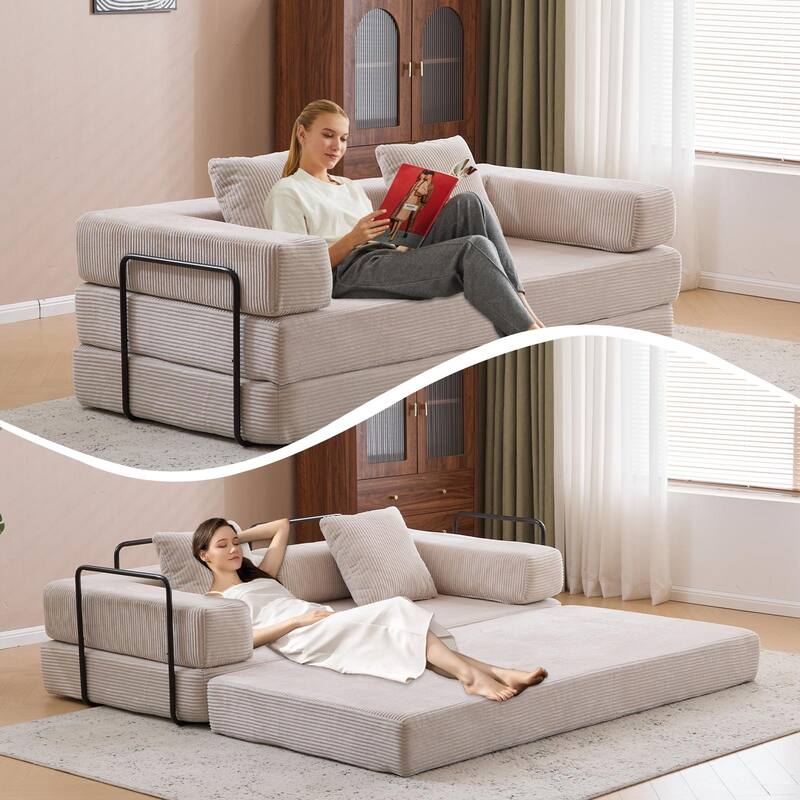 Foldable Corduroy Futon Couch Convertible Floor Sleeper Sofa Bed