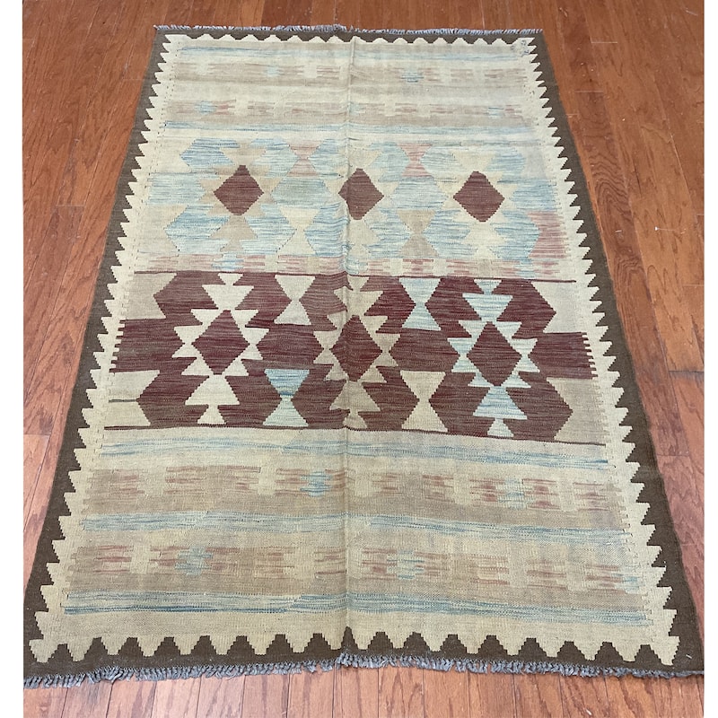 HERAT ORIENTAL Hand-woven Mimana Wool Kilim Rug - 4' x 6'1"