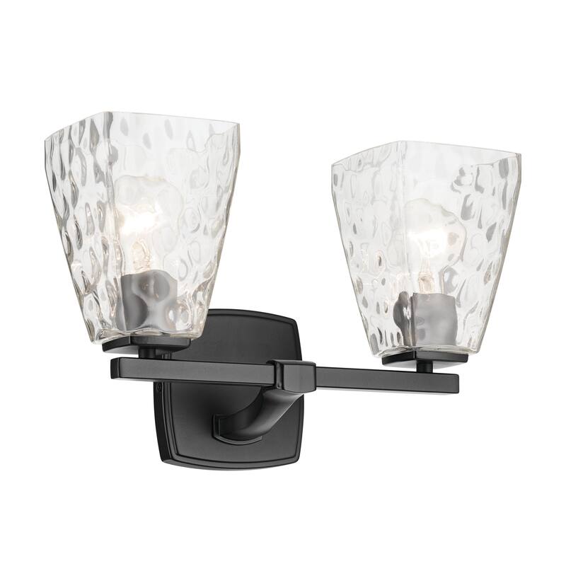 Kichler Lighting Marant 14.25" 2-Light Vanity Light with Clear Water Glass in Black