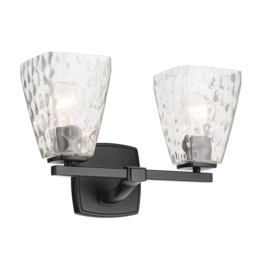 Kichler Lighting Marant 14.25" 2-Light Vanity Light with Clear Water Glass in Black