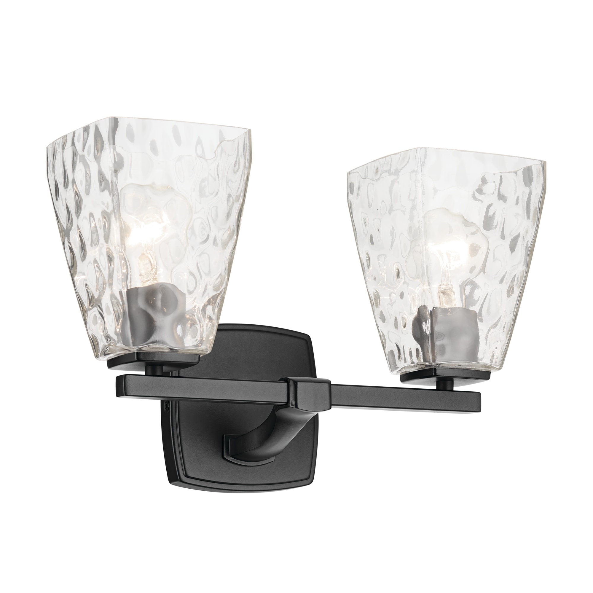 Kichler Lighting Marant 14.25" 2-Light Vanity Light with Clear Water Glass in Black