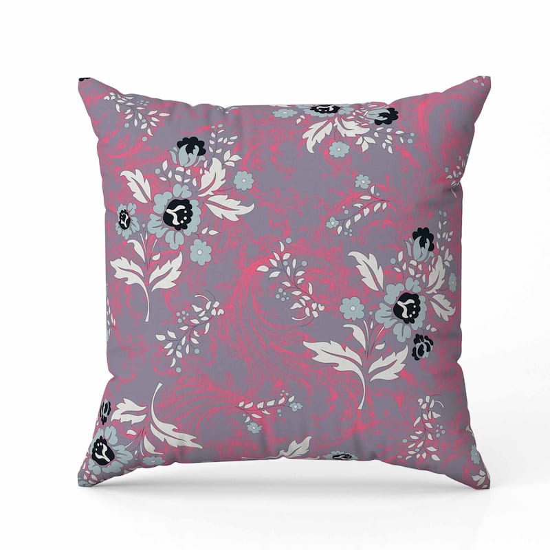 Meadow Strokes Faux Suede Reversible Throw Pillow Violet and Pink