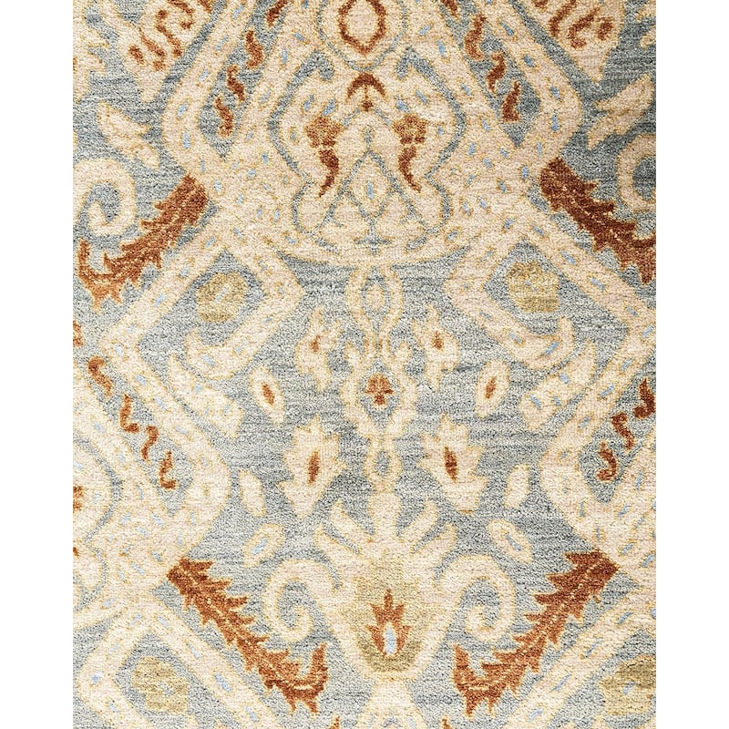 Ikat One-of-a-Kind Hand-Knotted Area Rug - Gray, 8' 0" x 10' 1" - 8' 0" x 10' 1"