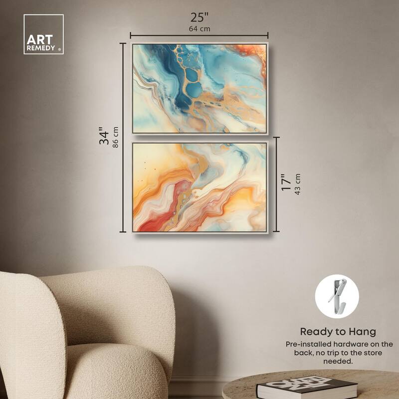 Marbled Sunrise I Canvas Set of 2 by Art Remedy