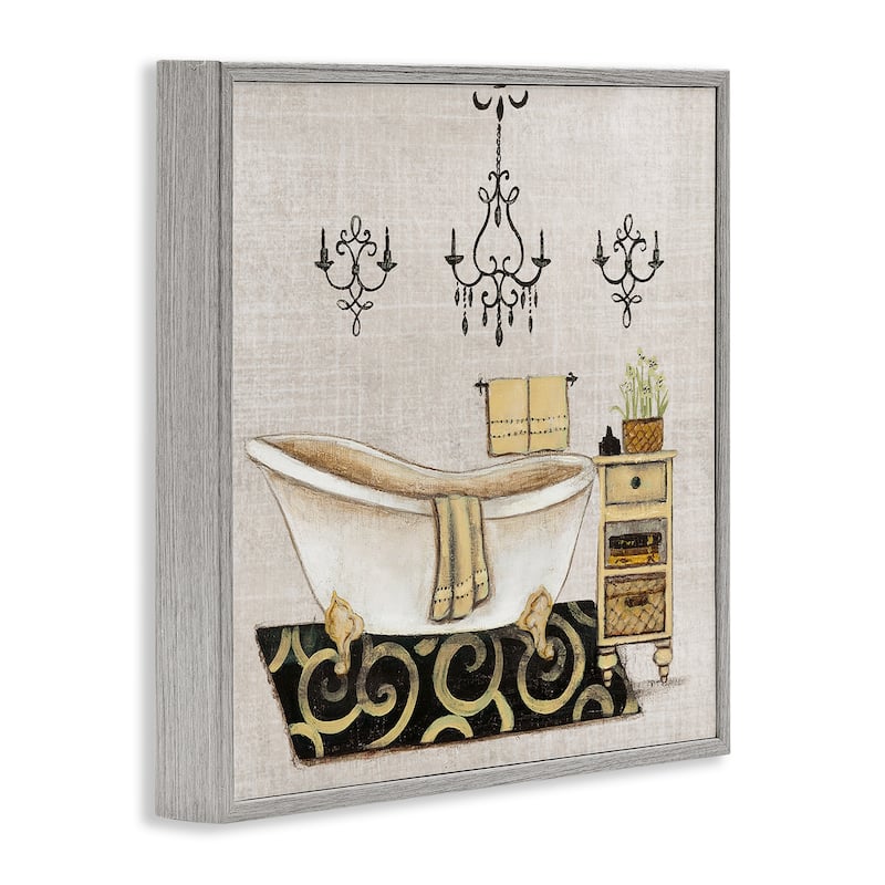 Stupell Vintage Luxurious Bathroom Tub Framed Giclee Art Design By Janet Tava