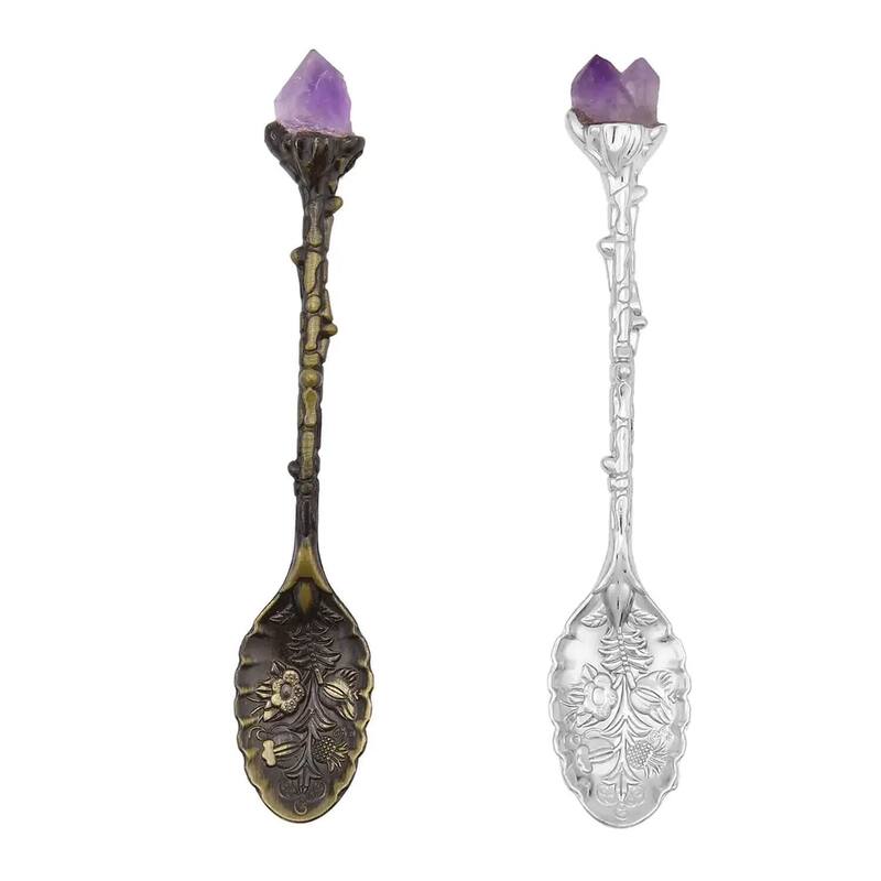 2pcs Hand Carved Natural Amethyst Gemstone Decorative Set in