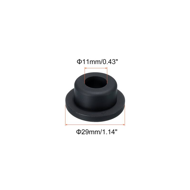 T Shape Rubber Grommet 0.55 Inch OD 0.24 Inch ID Seal for Cable Pack of 6 - Black - 29 x 11mm