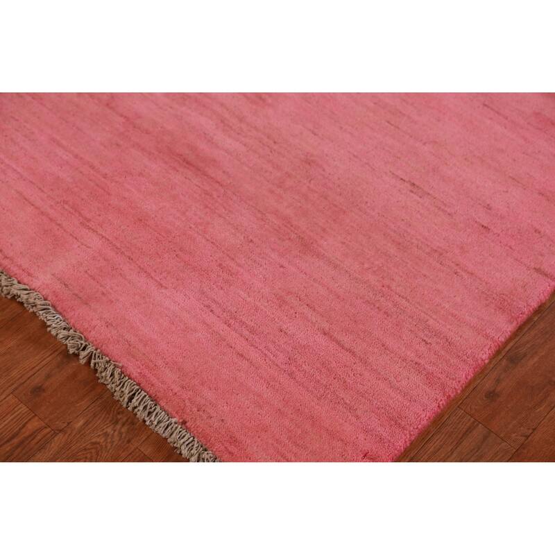 Modern Pink Gabbeh Oriental Rug Hand-Knotted Wool Carpet - 3'4" x 4'10"