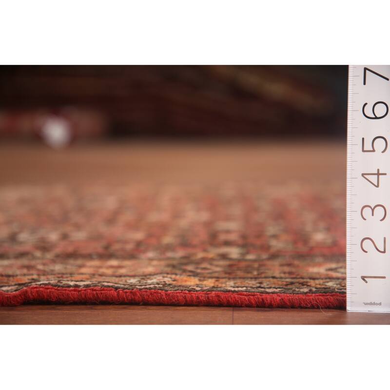 Hand Knotted Oriental 100% Wool Carpet Traditional Medallion Red Hamedan Runner Rug - 9' 3'' X 3' 10''