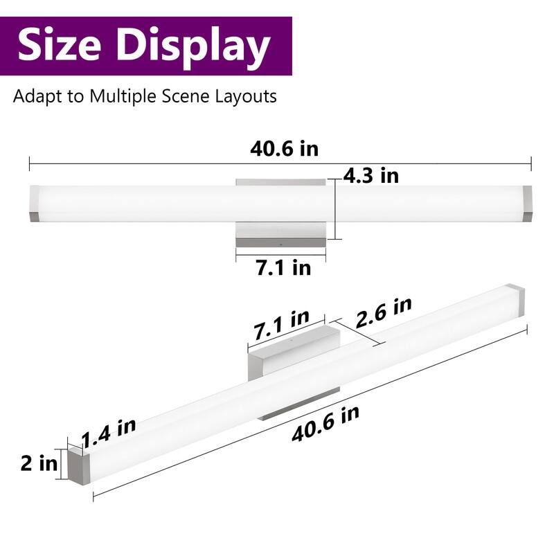 Dimmable LED Bath Bar, Modern Square Bathroom Vanity Light For Mirror
