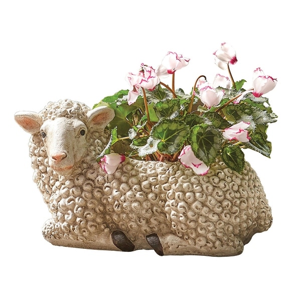 Art & Artifact Woolly Sheep Planter Pot - Indoor/Outdoor Flower Container - 15 in. x 8 in. x 7 in.