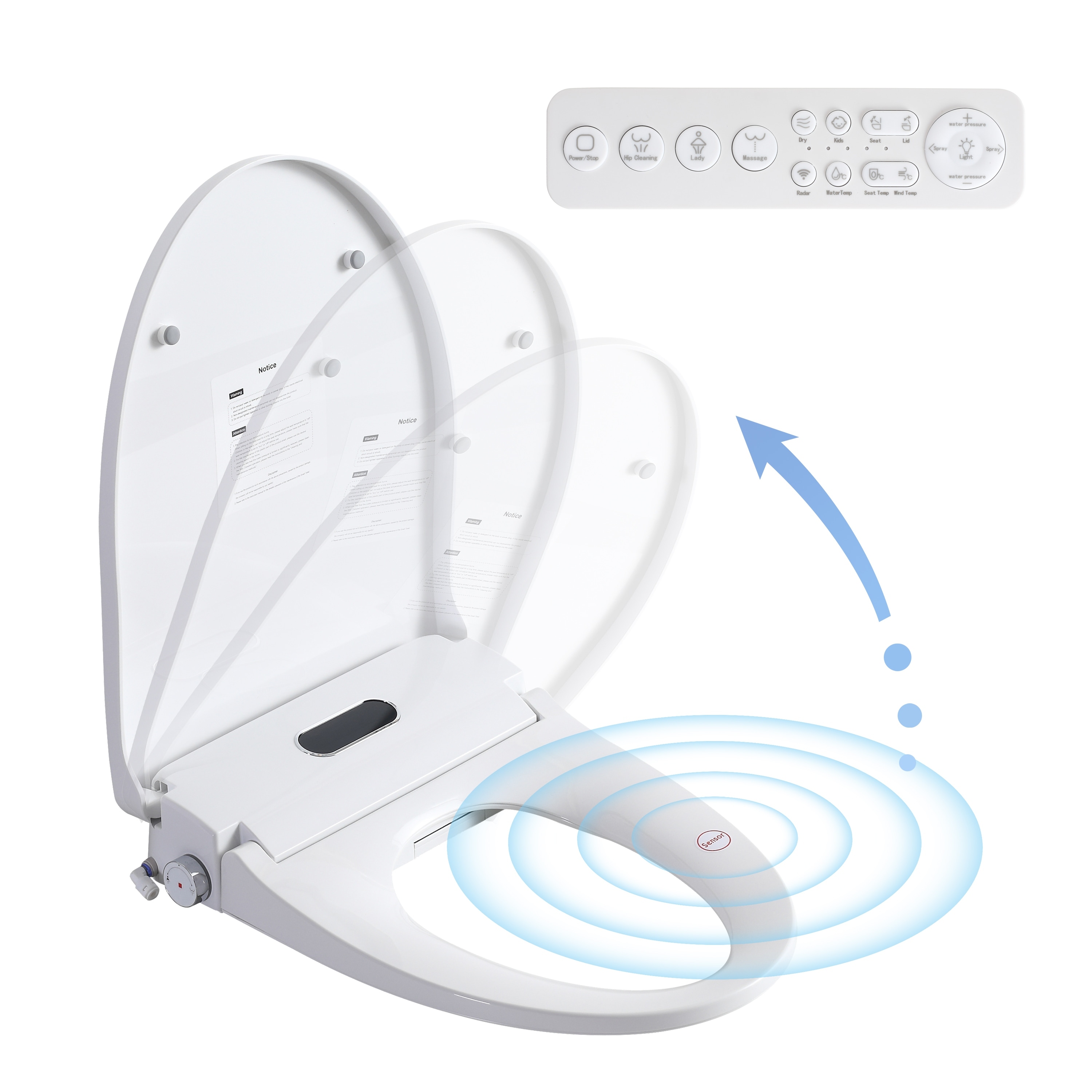 Modern Plastic Smart Bidet Toilet Seat with Auto Open & Instant Heating by GDFStudio - Only Seat