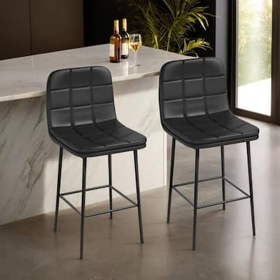 Metal Upholstered Bar Stools (Set of 2)