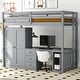 preview thumbnail 19 of 33, Traditional Rustic Style Twin Size Loft Bed with Built-In Ladder,Storage Drawers and Wardrobe,Study Desk Under-Bed Gray