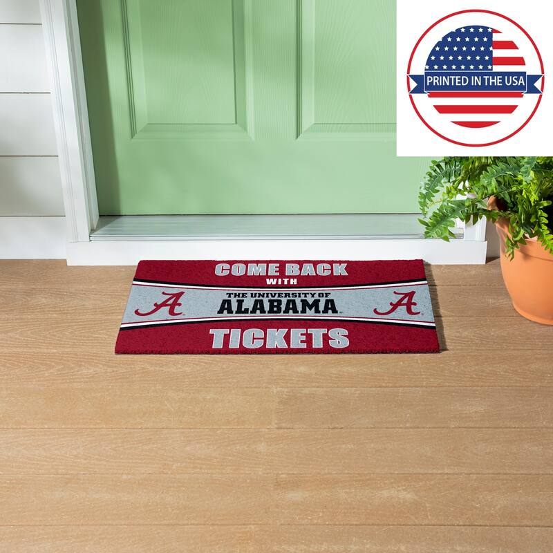 University of Alabama 28 in. x 16 in. PVC "Come Back With Tickets" Trapper Door Mat