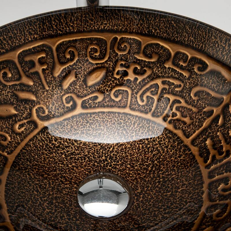 Vinnova Glass Circular Vessel Bathroom Sink without Faucet
