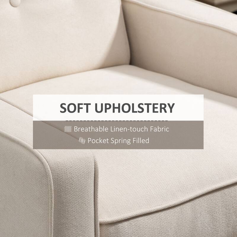 HOMCOM Manual Recliner, Fabric Tufted Club Chair, Home Theater Seating Reclining Sofa for Living Room