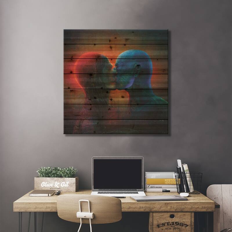 Lovers Print On Wood by Mario Sanchez Nevado - Multi-Color
