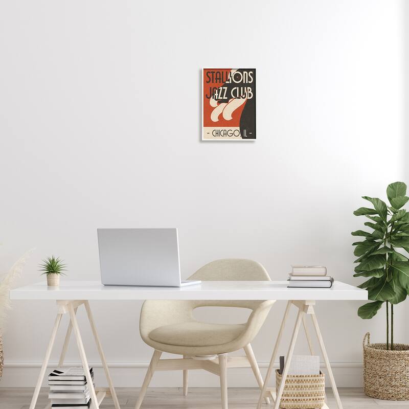 Stupell Stallions Jazz Club Retro Abstract Horse Chicago Illinois Framed Wall Art