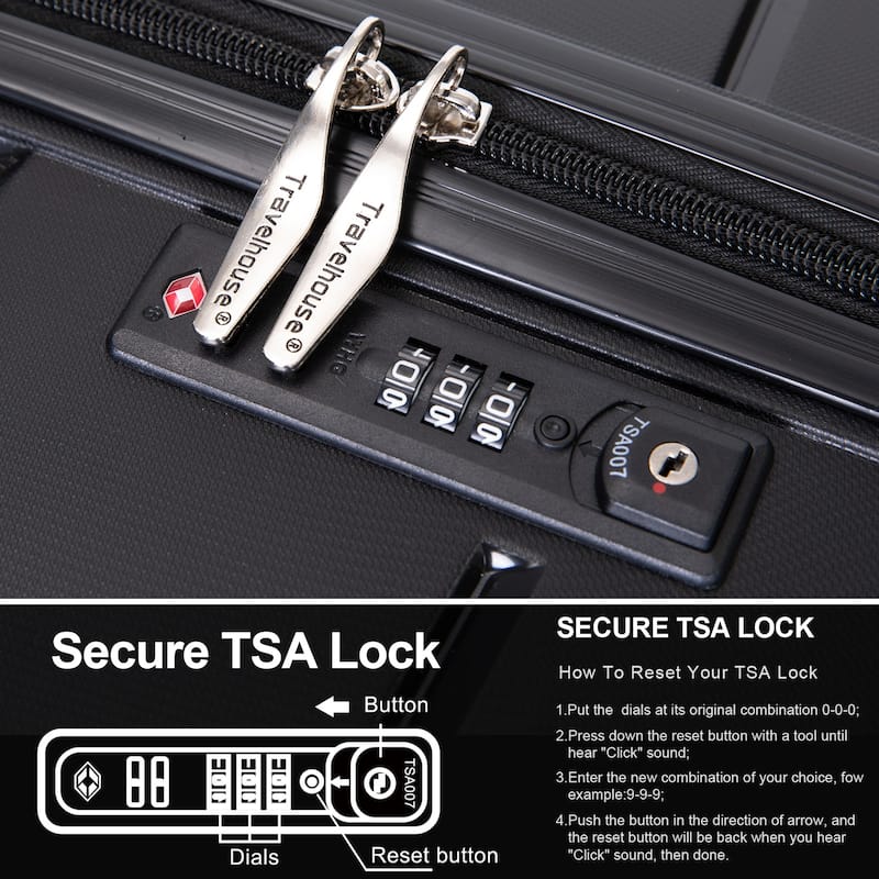 Hardshell Suitcase Spinner Wheels PP Luggage Sets Lightweight Durable Suitcase with TSA Lock,3-Piece Set (20/24/28)