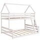 preview thumbnail 16 of 33, Elegant House Shape Twin over Full Wood Bunk Bed with Guardrails and Ladder, Designed for Child Safety, Gender Neutral, White