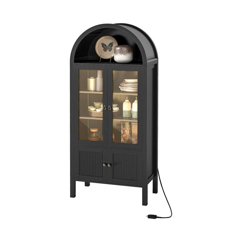 Moasis 71" Tall Arched Storage Display Cabinet with LED Light