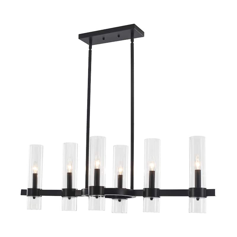 6-Light Kitchen Island Linear Chandelier - Matte Black