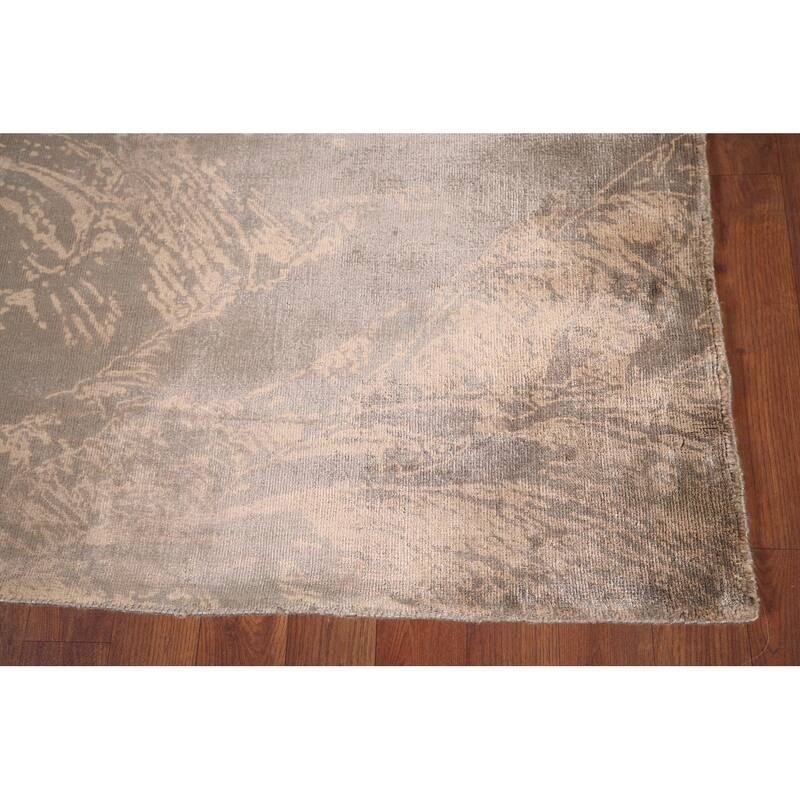 Abstract Indian Area Rug Hand-Knotted Oriental Wool Carpet - 5'8"x 7'10"