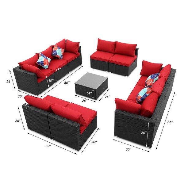 Ainfox 9-/11-pc. Rattan Sofa Sectional Set