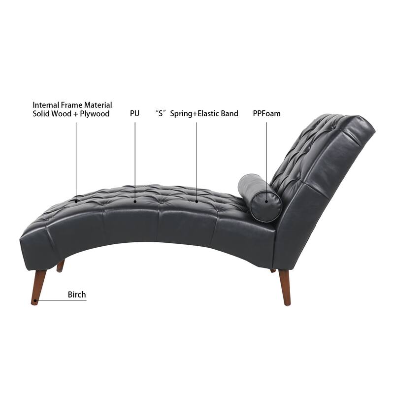 Christopher Knight Home - Arlo Upholstered Chaise Lounge with Rolling Pillow and Birch Legs