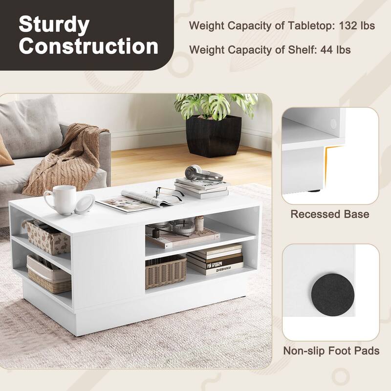Costway 34" Long Rectangle Center Table Coffee Table with 2-Tier Open - See Details