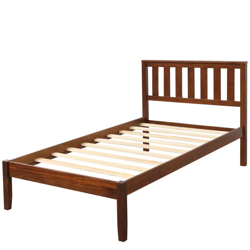 Durable Twin Wood Platform Bed Frame with No Box Spring Needed
