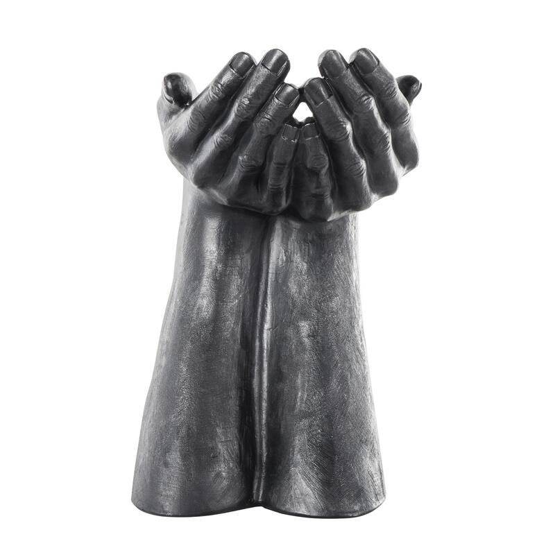 Polystone Hands Open Decorative Sculpture - Black - Roche River Decor