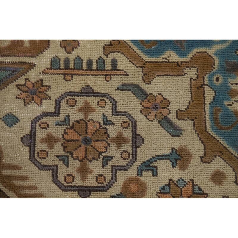 Blue Tabriz Vintage Persian Area Rug Hand-Knotted Wool Carpet - 9'4" x 12'7"