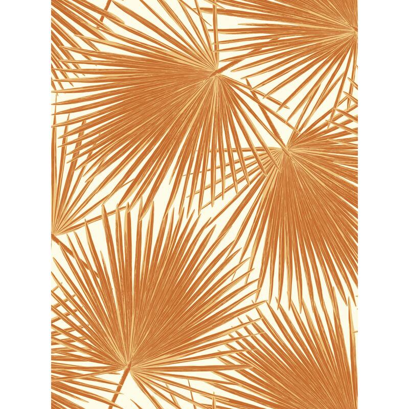 Seabrook Designs Aruba Palm Leaf Unpasted Wallpaper - 27 in. W x 27 ft. L - Tangerine and White