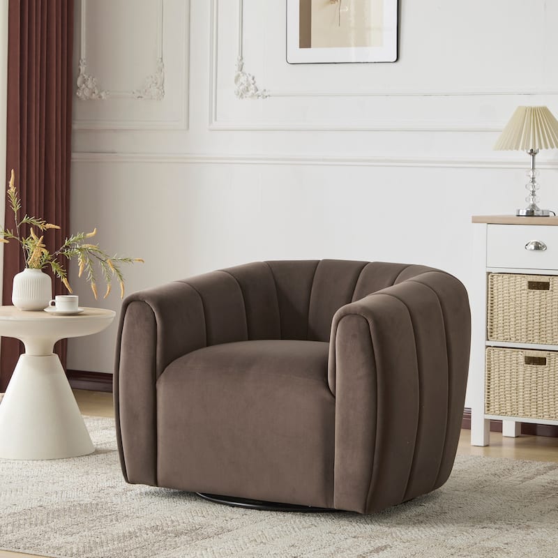 Monroe Indoor Modern Swivel Club Chair by Christopher Knight Home - Dark Brown
