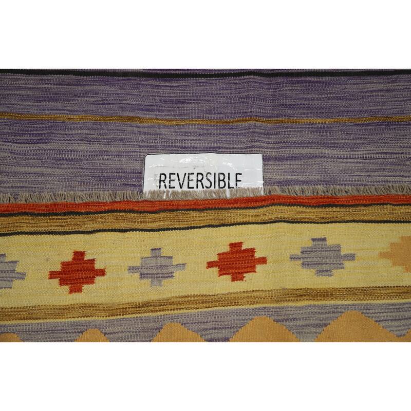 Hand Woven Oriental 100% Wool Carpet Southwestern Tribal Multi-Colored Kilim Area Rug - 9' 7'' X 6' 5''