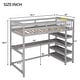 preview thumbnail 5 of 43, Traditional & Simple Design Twin Size Loft Bed with Storage Shelves and Workstation,Support Slats and Stable Guardrails