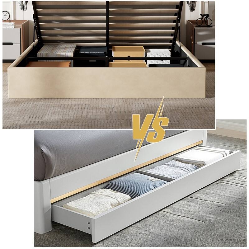 Modern Upholstered Lift-Up Storage Platform Bed with Headboard