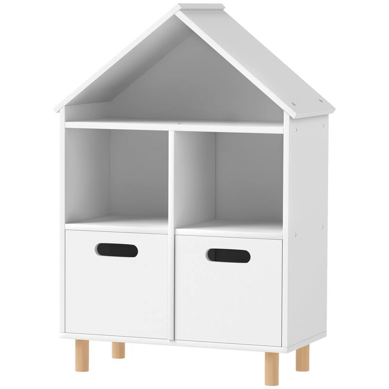 Toy Storage Organizer 3 Tier Bookcase,with 2 Toy Bins,Toddler Baby Children's Bookshelf,for Bedroom,Playroom,Nursery,White