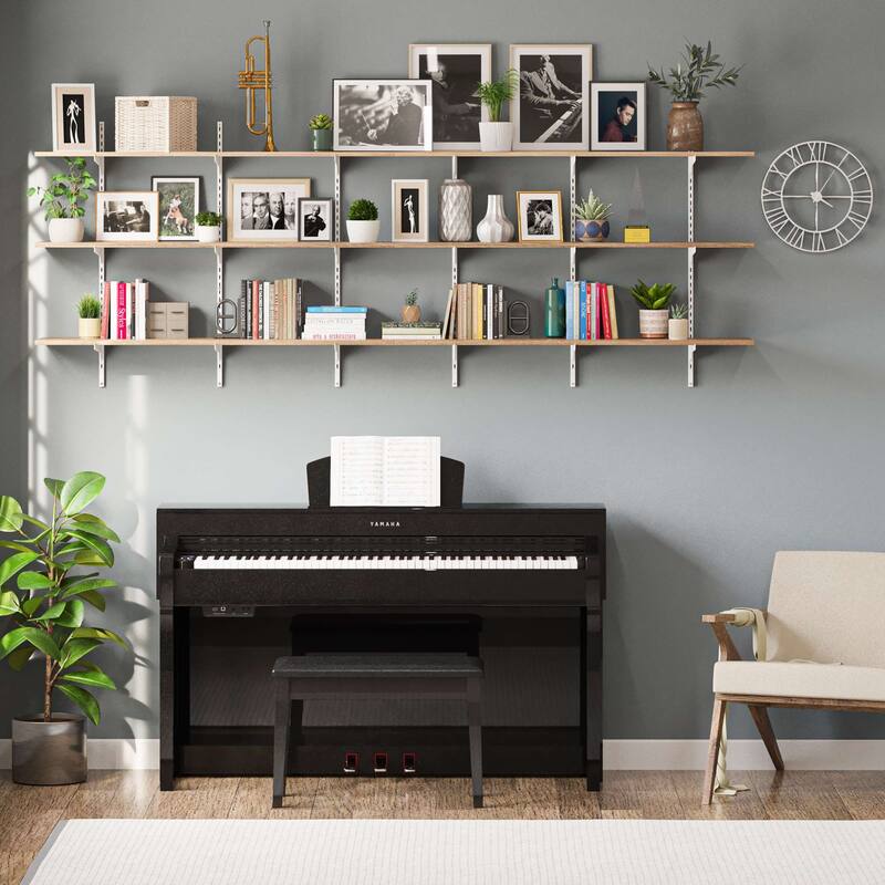 Wallniture Turin 48" Wall Mounted Shelves with Adjustable Brackets, Floating Bookshelves for Office & Living Room, 2,3 or 4 Tier