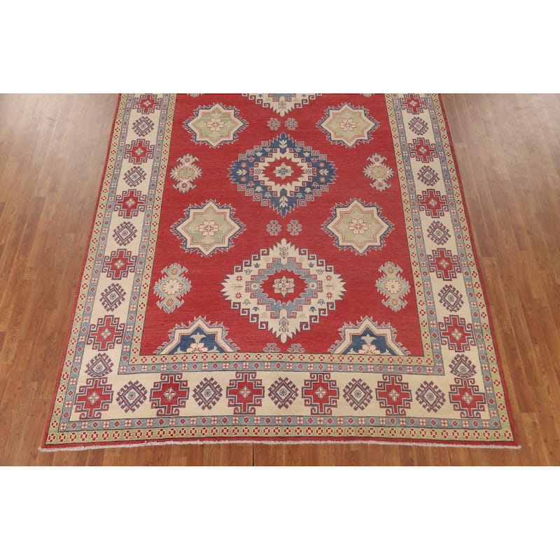 Red Kazak Rug Hand-Knotted Oriental Wool Carpet - 8'2"x 12'2"