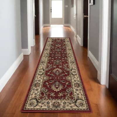 HomeRoots Oriental Traditional Runner Area Rug - 92.52 in. x 26.77 in. x 0.43 in.