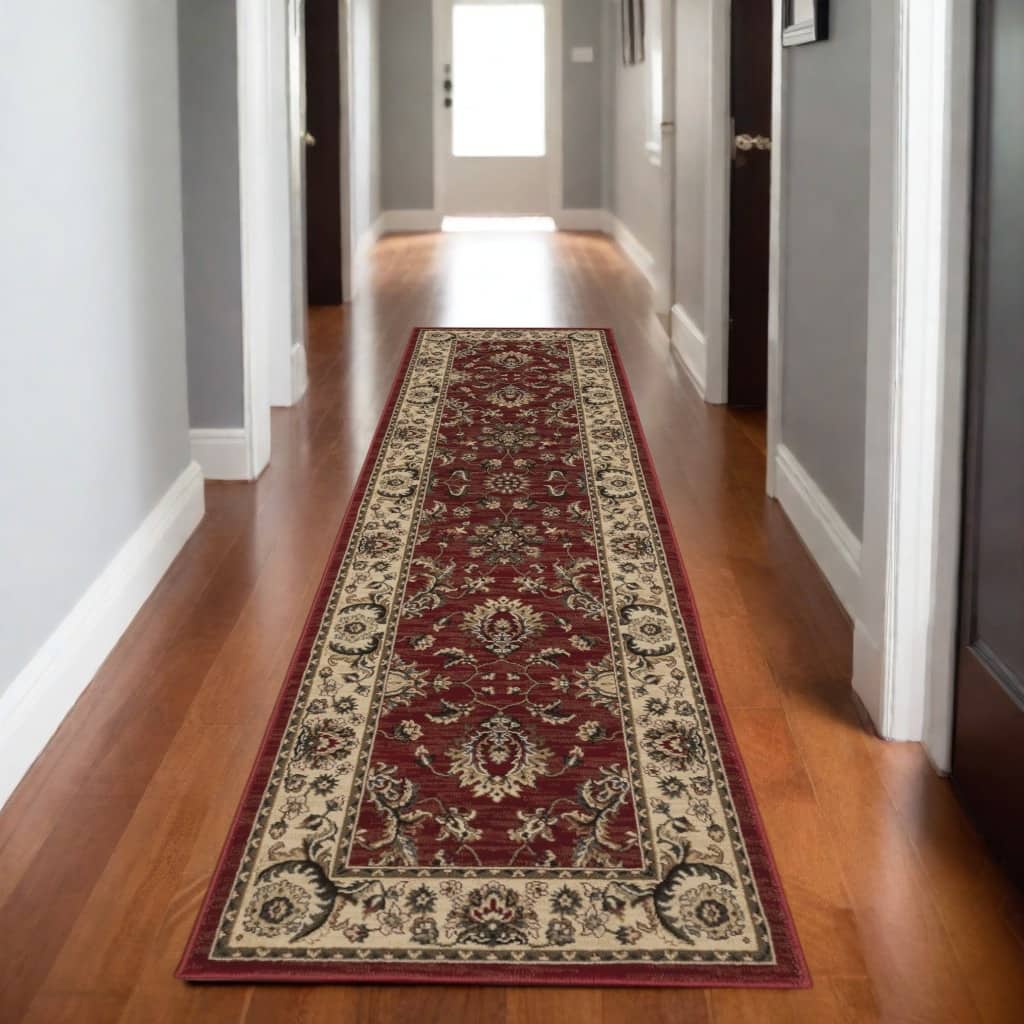 HomeRoots Oriental Traditional Runner Area Rug - 92.52 in. x 26.77 in. x 0.43 in.