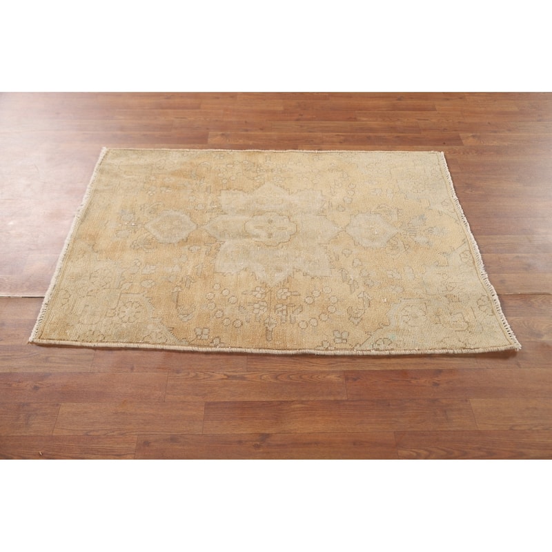 Hand Knotted Oriental 100% Wool Carpet Traditional Floral Yellow & Gold Tabriz Area Rug - 4' 2'' X 3' 0''