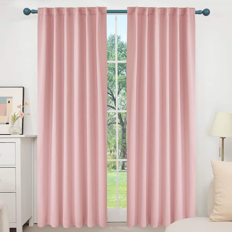 Deconovo Back Tab Blackout Curtains (2 Panel) - 52W x 45L - Coral Pink