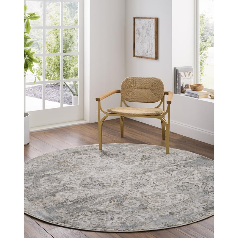 Livabliss Brunswick Traditional Medallion Area Rug - Grey/Beige - 2' 7" x 7' 3"